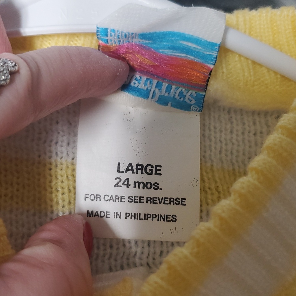 Vintage Fisher Price Stripped Button Sweater Size 24 Months Teddy Bear Balloon - Picture 7 of 10